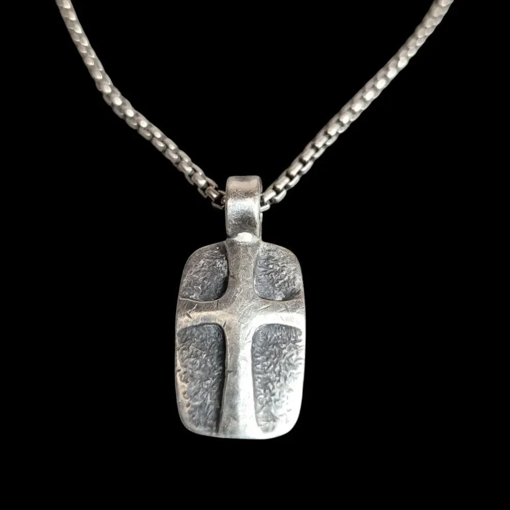 James Avery Amulet Cross Pendant Medallion Geniune Box Chain 925 Silver Retired